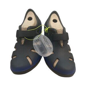 NWT OOFOS OOcandoo Recovery Sandals M5 W7 Black Navy OOfoam Adjustable Strap